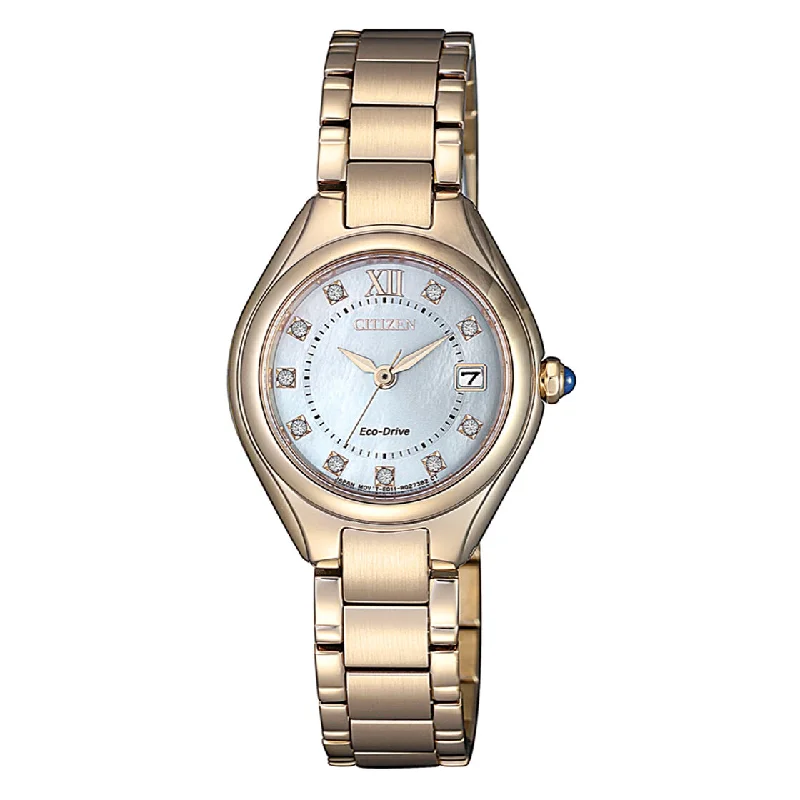 CITIZEN ECO-DRIVE LADIES WATCH MOTHER-OF-PEARL DIAL - EW2543-85D