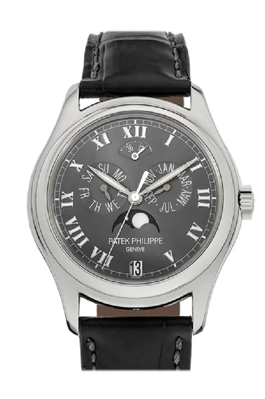 Patek Philippe Annual Calender Moonphase 5056P Pre Owned Grey Dial Platinum Watch