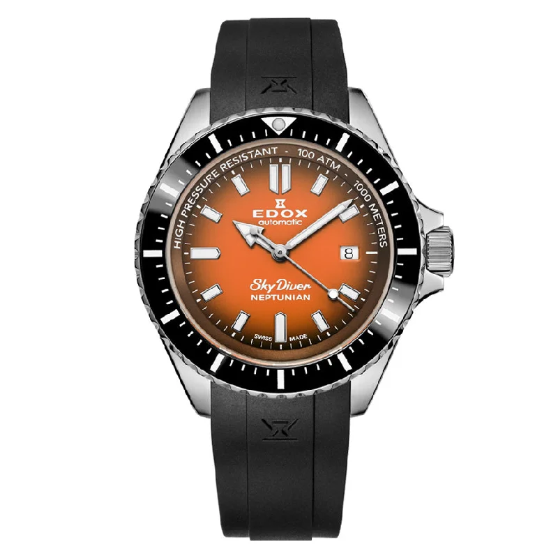 Edox 80120-3NCA-ODN Men's Neptunian Sky Diver Automatic Orange Watch