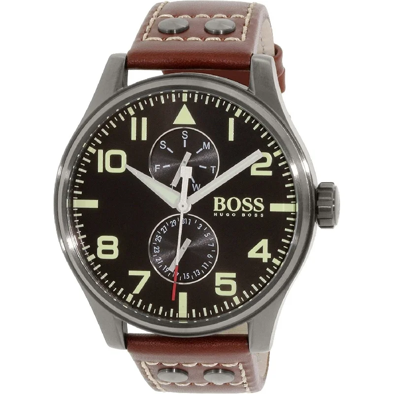 Hugo Boss Men's 1513079 Aeroliner Maxx Multi-Function Brown Leather Watch