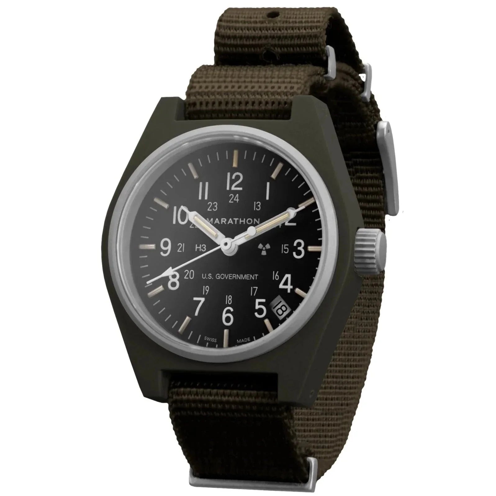 Marathon General Purpose Quartz with Date (GPQ) - 34mm US Government Marked Sage Green WW194015SG