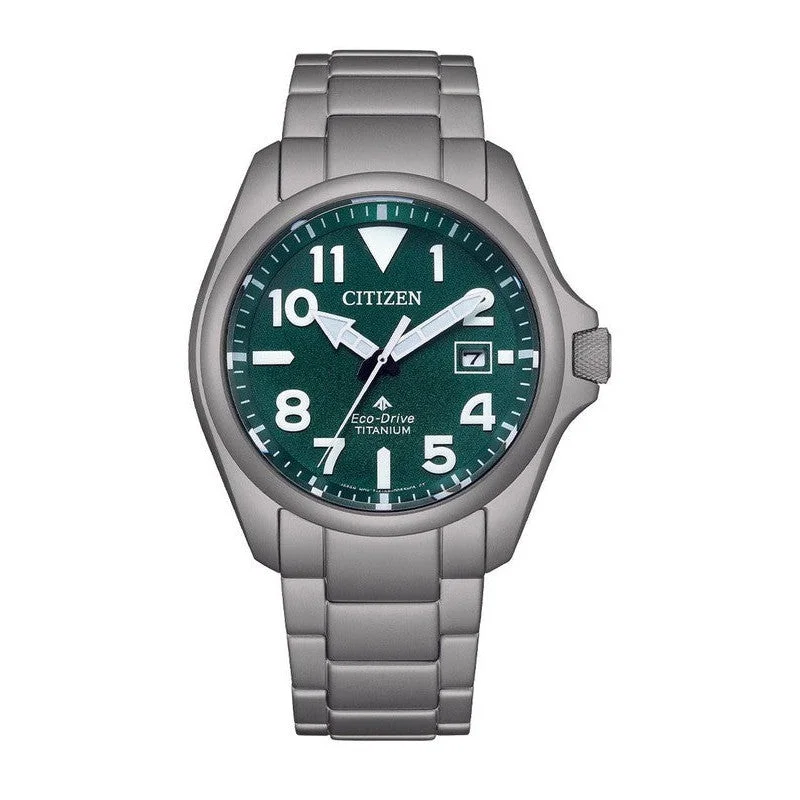 Citizen Eco-Drive Gents Titanium Green Dial BN0241-59W