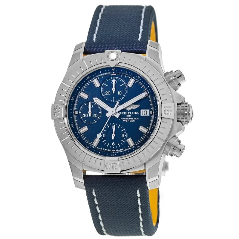 Breitling Men's A13385101C1X1 Avenger Chronograph Chronograph Blue Leather Watch