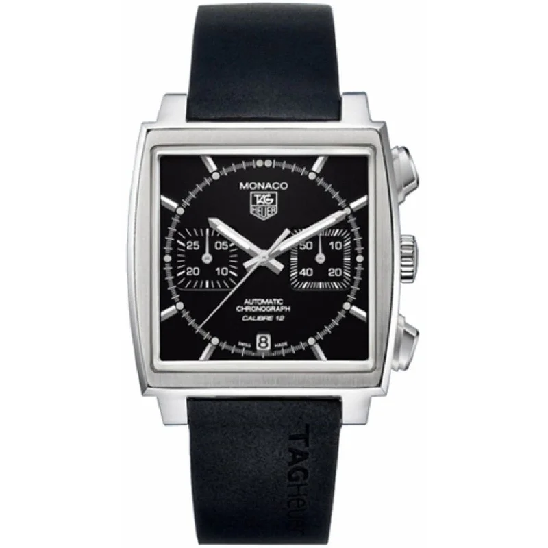 Tag Heuer Men's CAW2110.FT6005 Monaco Chronograph Black Rubber Watch