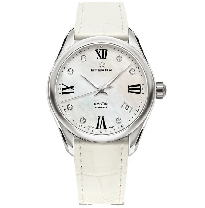 Eterna Watch Ladies KonTiki Steel Diamond Leather Automatic 1260.41.66.1379