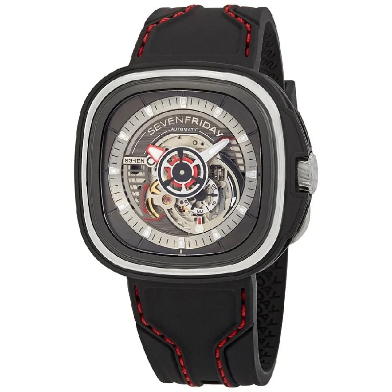 SevenFriday Men's S3-01 S-Series Black Silicone Watch