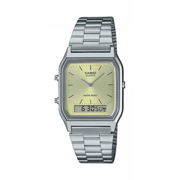 Casio Watch Vintage Retro Dual Time Steel light green AQ-230A-9AMQYDF