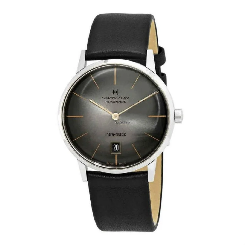 Hamilton Men's H38455781 Intra-Matic Black Leather Watch