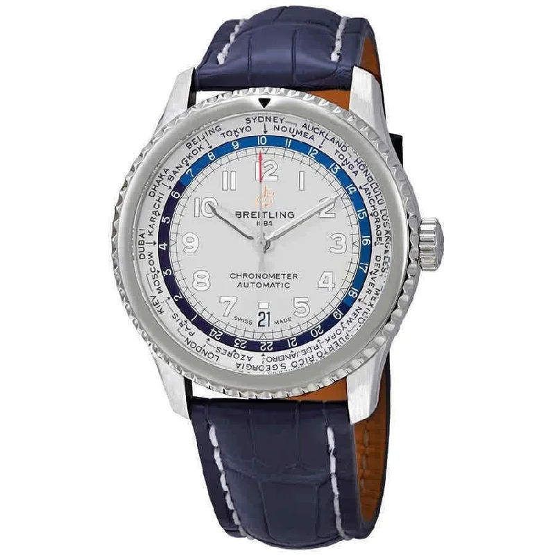 Breitling Men's AB3521U01G1P2 Navitimer 8 Unitime Blue Leather Watch