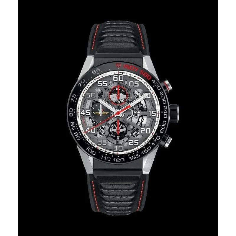 Tag Heuer Men's CAR2A1D.FT6101 Carrera Indy 500 Limited Edition Chronograph Black Leather and Rubber Watch