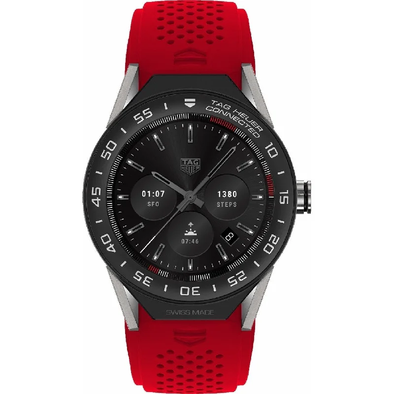 Tag Heuer Men's SBF8A8001.11FT6080 Connected Modular 45 Chronograph Red Rubber Watch