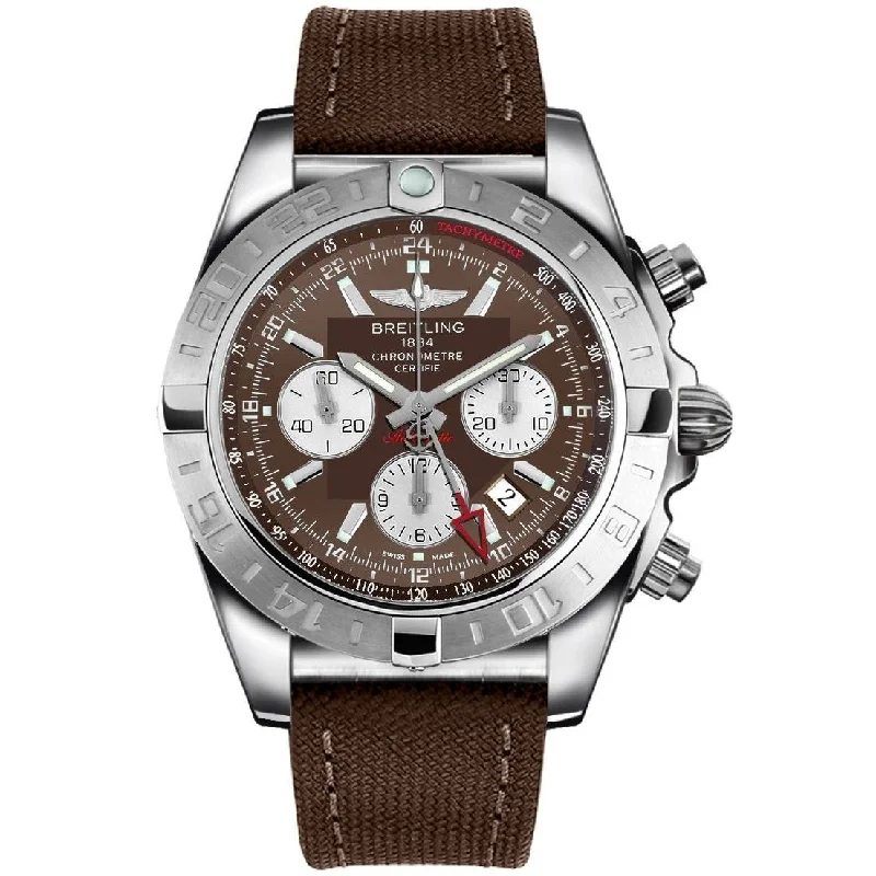 Breitling Men's AB042011-Q589-108W Chronomat 44 GMT Chronograph Brown Canvas Watch