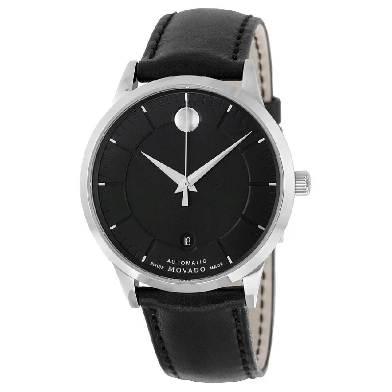 Movado Men's 0606873 1881 Automatic Black Leather Watch