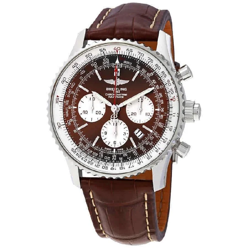 Breitling Men's AB031021-Q615-756P Navitimer Rattrapante Chronograph Brown Leather Watch