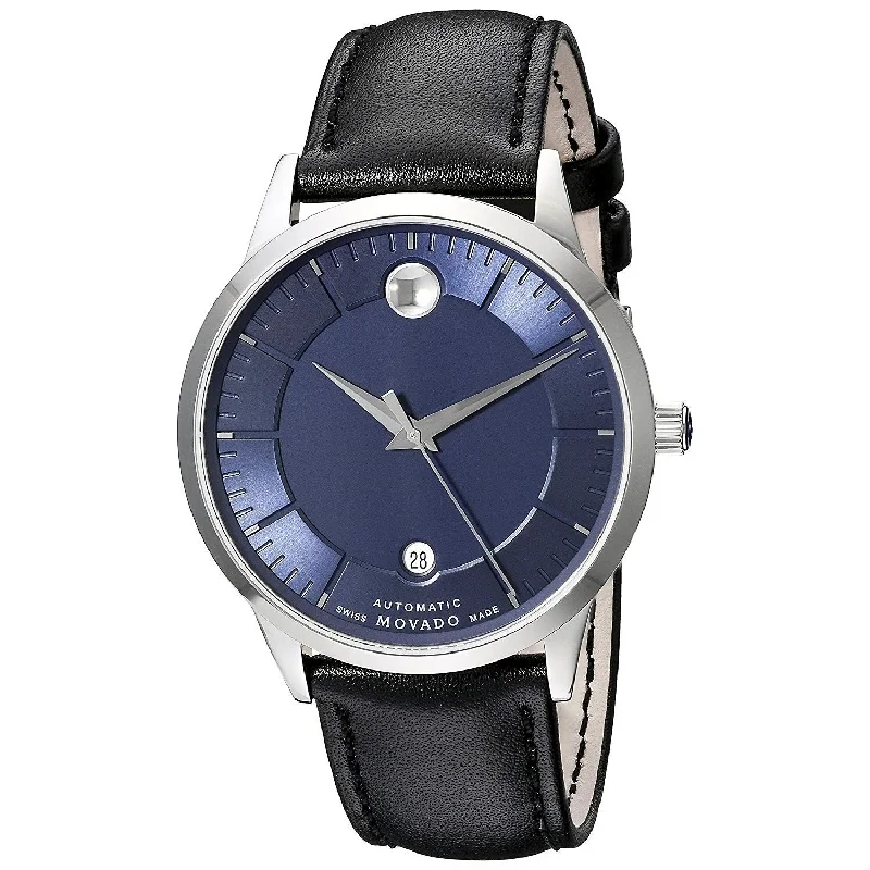 Movado Men's 0606874 1881 Automatic Black Leather Watch