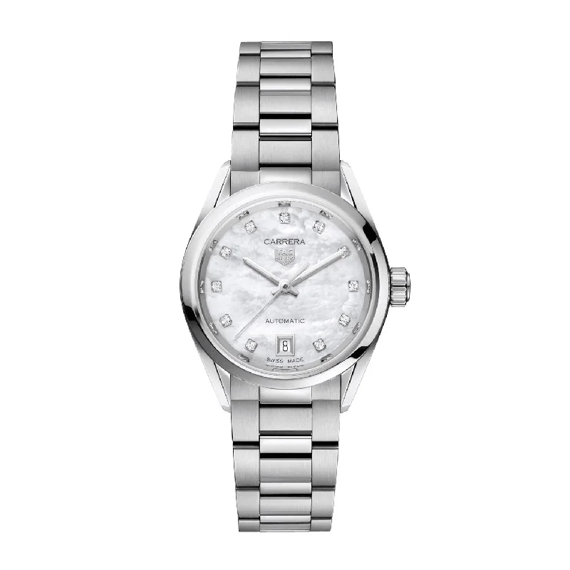 Tag Heuer Carrera Ladies White Diamond Automatic Watch WBN2412.BA0621