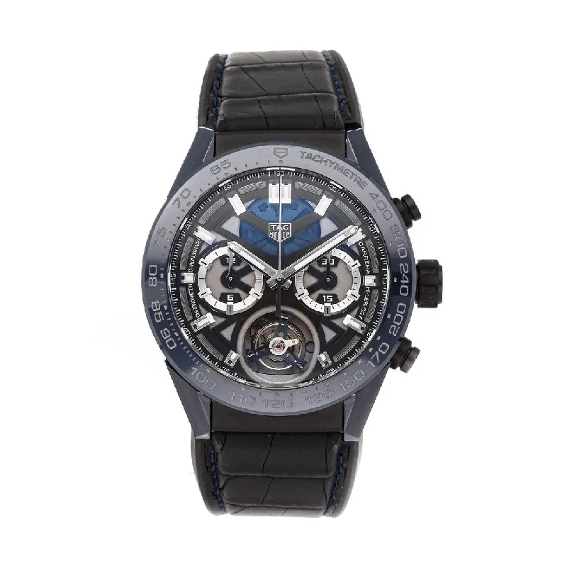 Tag Heuer Men's CAR5A93.FC6442 Carrera Calibre Heuer Chronograph Black Leather Watch