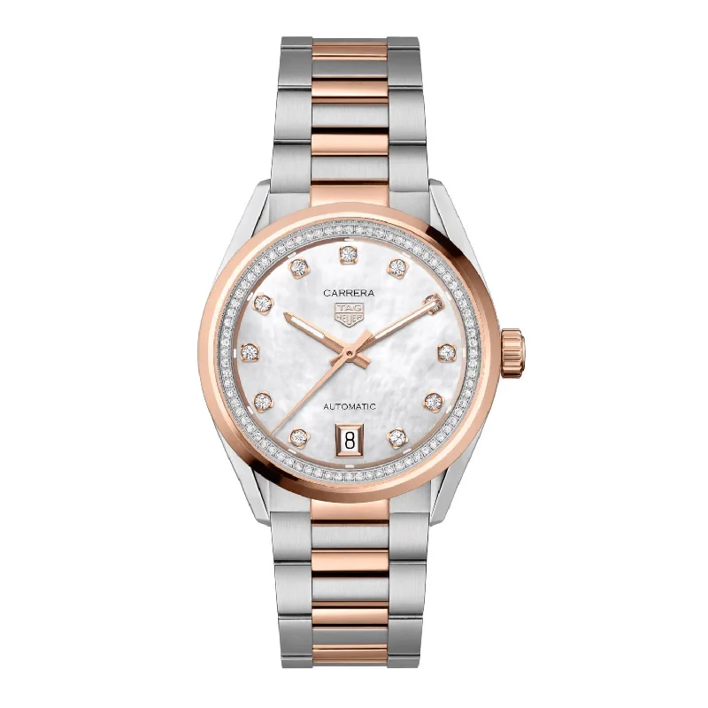 Tag Heuer Carrera Ladies White Diamond Automatic Watch WBN2351.BD0000