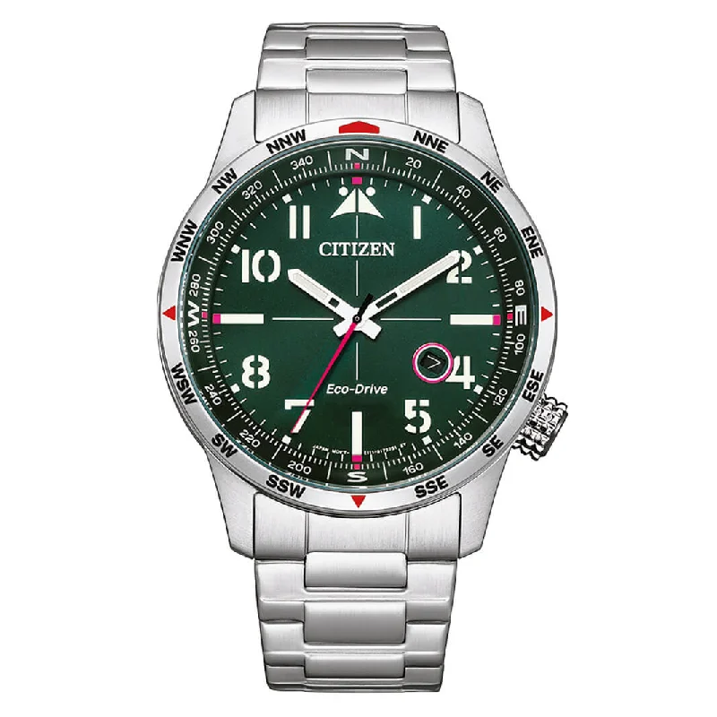 Citizen Men's Watch Eco-Drive Aviator Green BM7551-84X