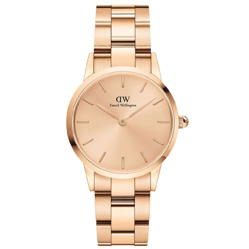 Daniel Wellington Ladies Rose Gold Iconic Link Unitone Watch DW00100401