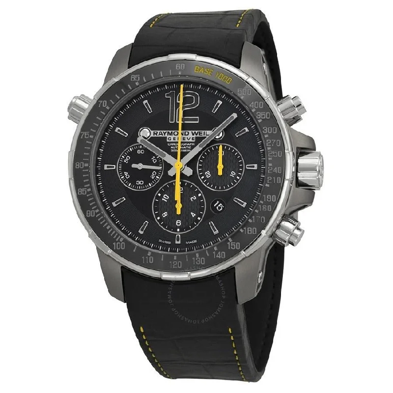 Raymond Weil Men's 7850-TIR-05207 Nabucco Chronograph Automatic Black Leather Watch