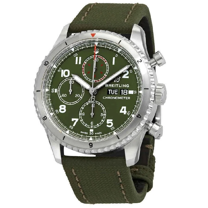 Breitling Men's A133161A1L1X2 Aviator 8 Chronograph Green Fabric Watch