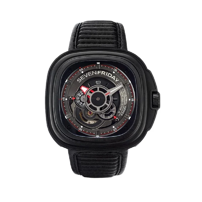 Sevenfriday Men's P3B-01 P-Series Black Leather Watch