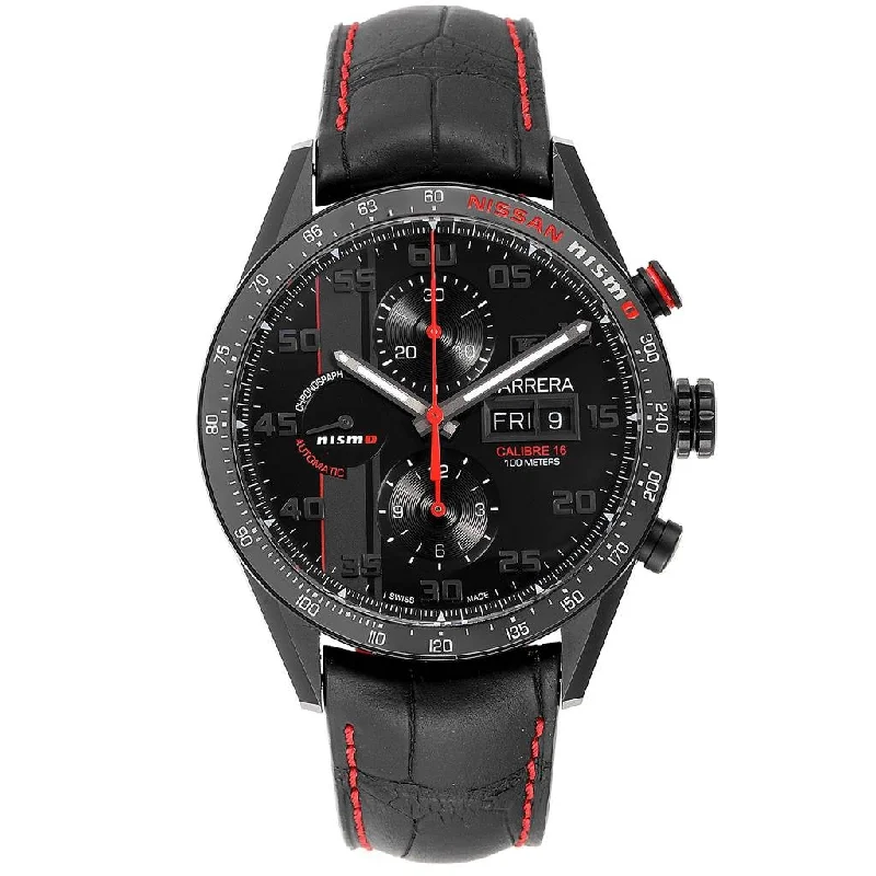 Tag Heuer Men's CV2A82.FC6237 Carrera Chronograph Black Leather Watch