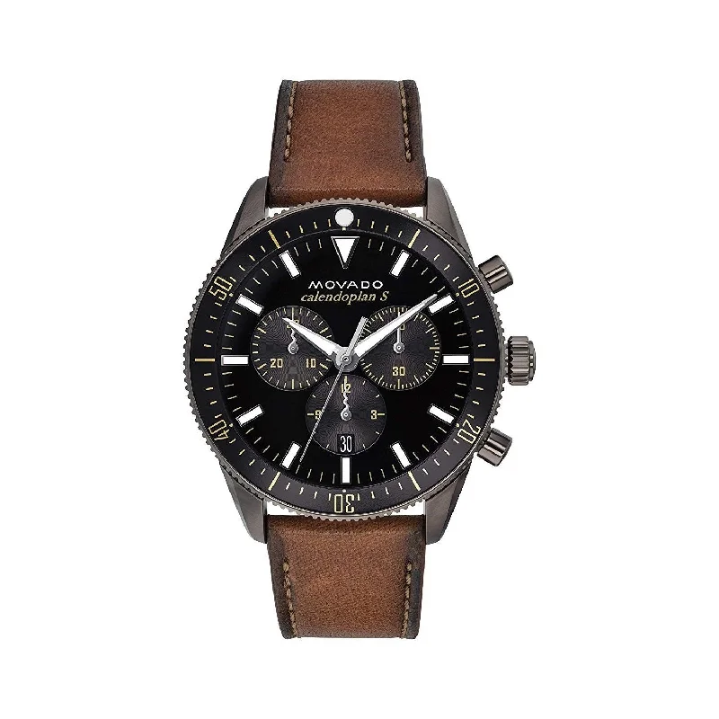 Movado Men's 3650060 Heritage Chronograph Brown Leather Watch