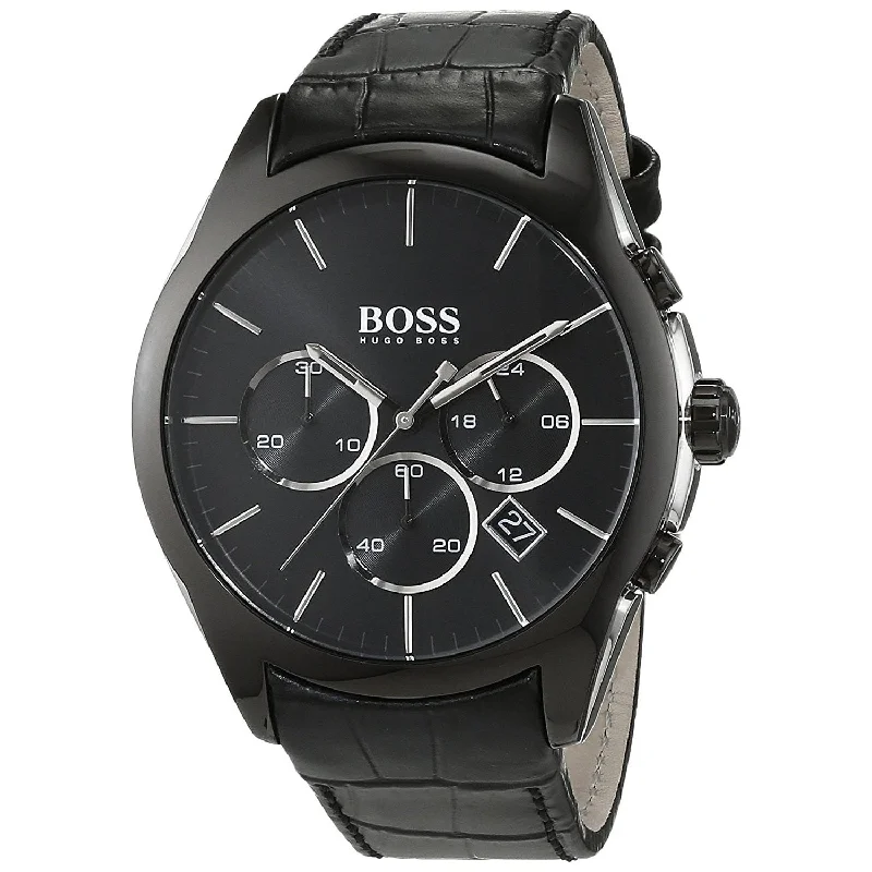 Hugo Boss Men's 1513367 Onyx Black Leather Watch