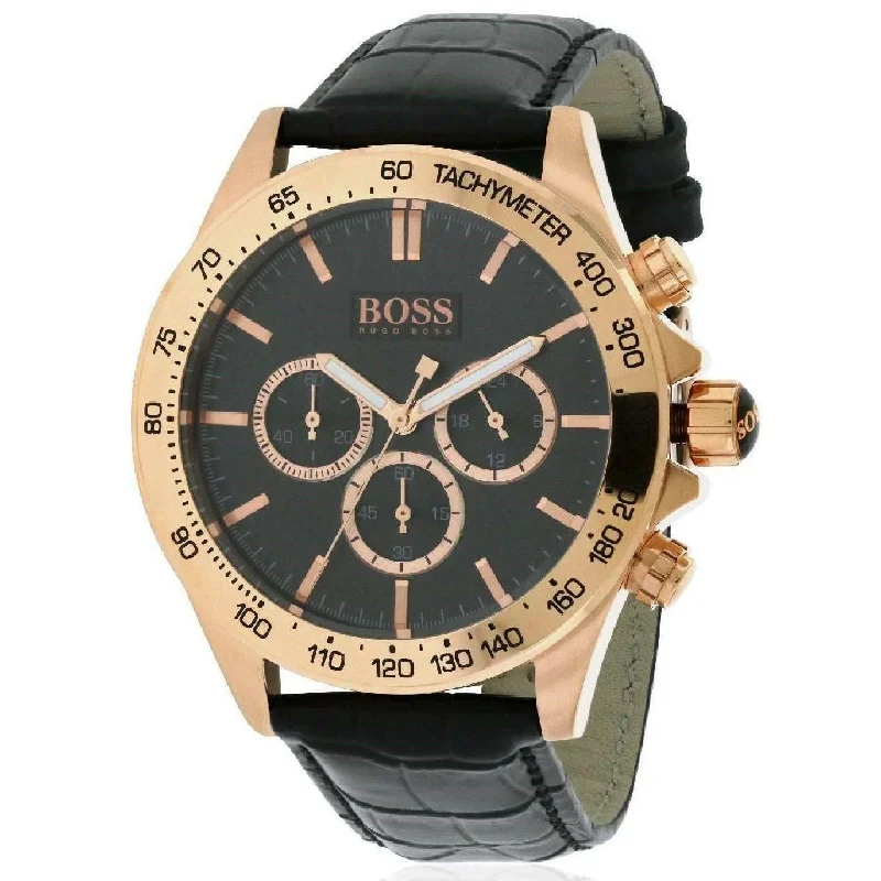 Hugo Boss Men's 1513179 Ikon Chronograph Black Leather Watch