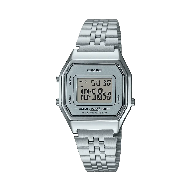 Casio Ladies Watch Digital Vintage Classic Grey Silver LA680WA-7DF