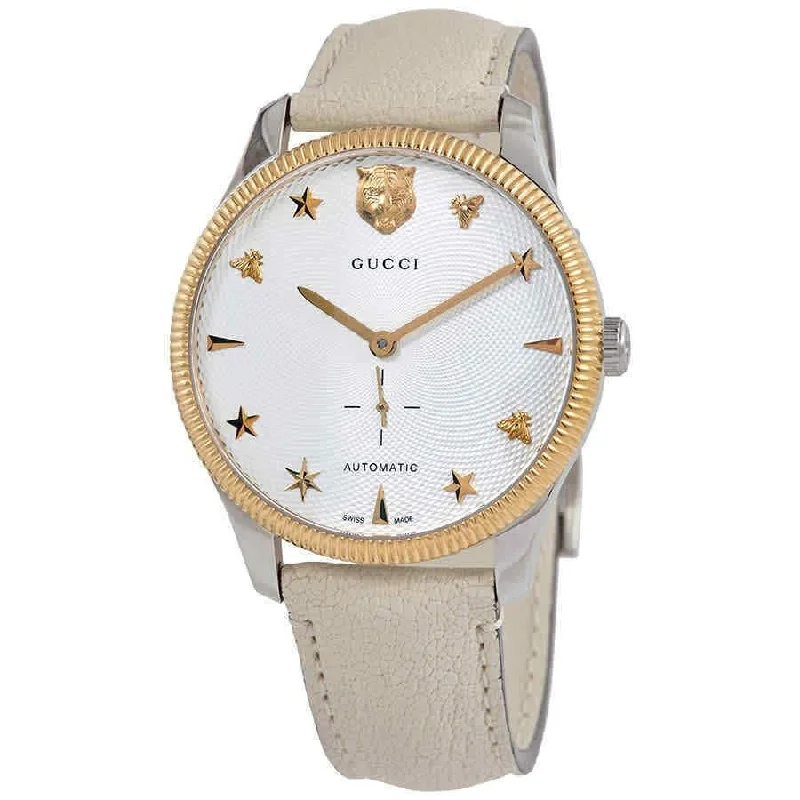 Gucci Men's YA126348 G-Timeless White Leather Watch