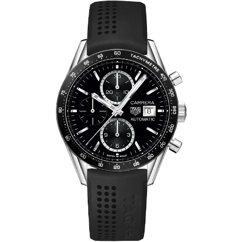 Tag Heuer Men's CV201AJ.FT6040 Carrera Chronograph Black Rubber Watch