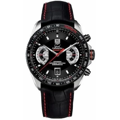 Tag Heuer Men's CAV511C.FC6237 Grand Carrera Chronograph Black Leather Watch