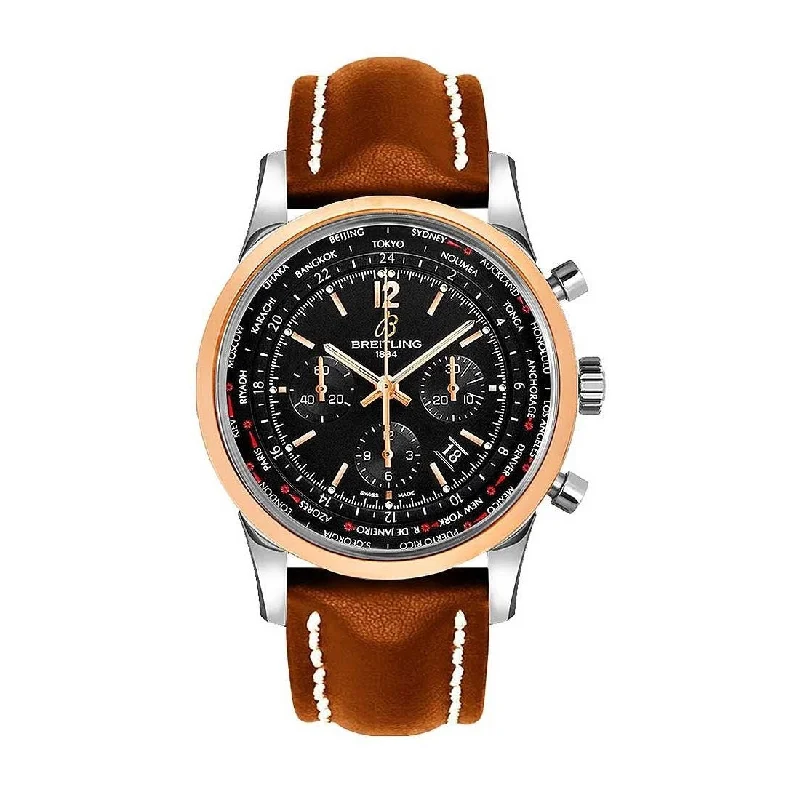 Breitling Men's UB0510U4-BC26-433X Transocean Unitime Pilot Chronograph Brown Leather Watch