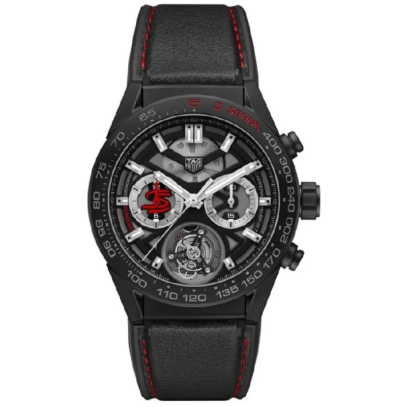 Tag Heuer Men's CAR5A91.FT6162 Carrera Chronograph Black Leather Watch