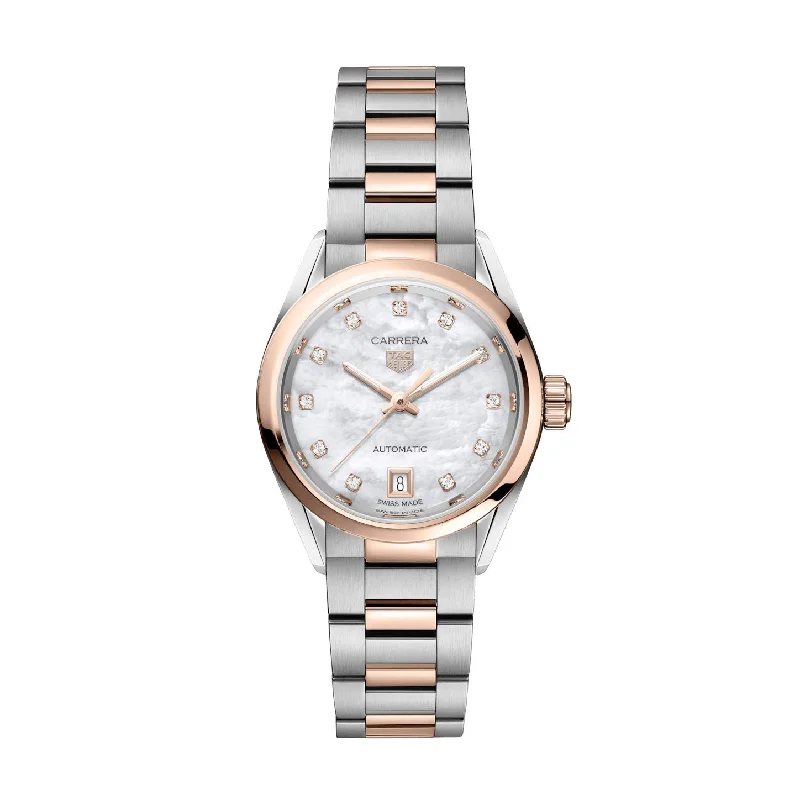 Tag Heuer Carrera Ladies White Rose Gold Watch WBN2450.BD0569