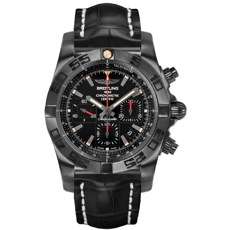 Breitling Men's MB0111C3-BE35-744P Chronomat 44 Chronograph Black Leather Watch