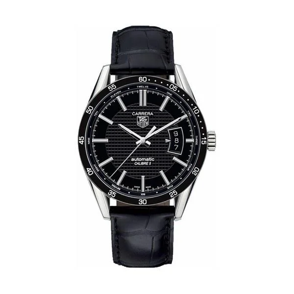 Tag Heuer Men's WV211M.FC6180 Carrera Black Leather Watch