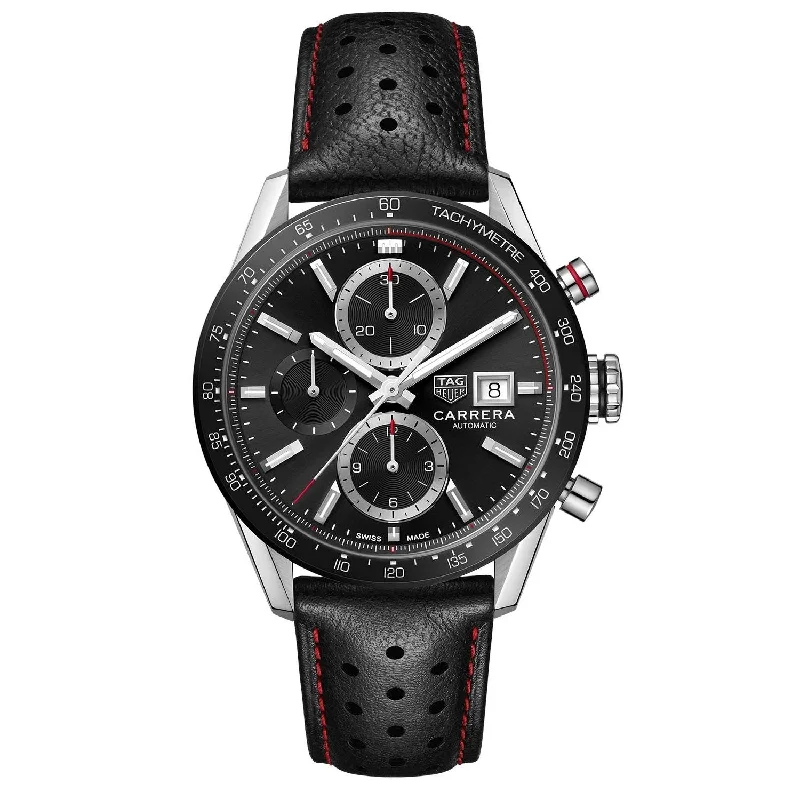 Tag Heuer Men's CBM2110.FC6454 Carrera Chronograph Black Leather Watch