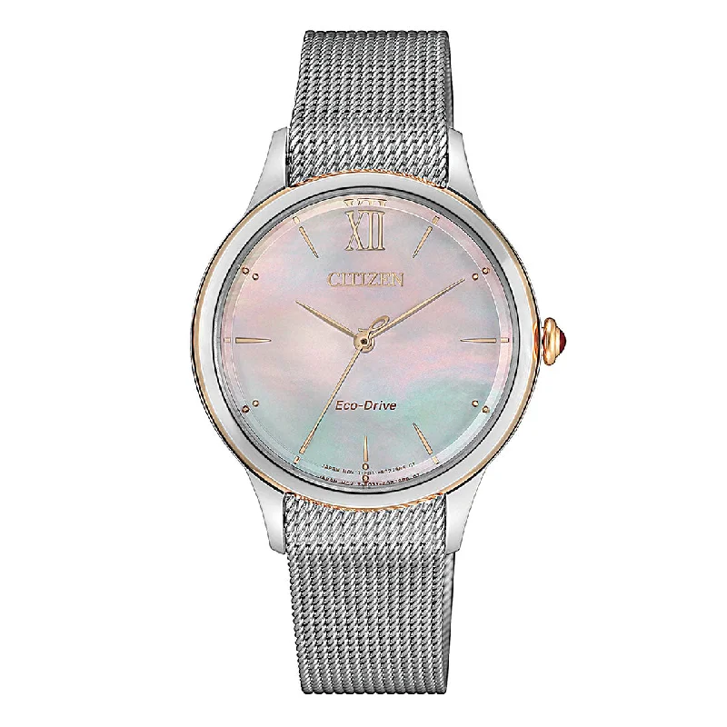 CITIZEN ECO-DRIVE LADIES WATCH PINK DIAL - EM0816-88Y