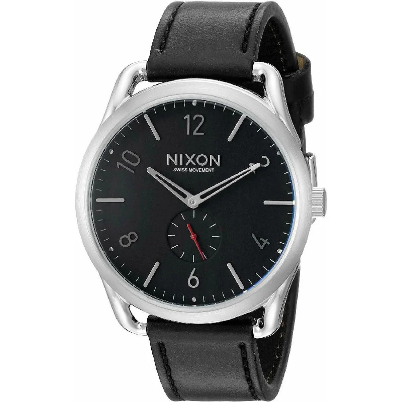 Nixon Men's A465-008 C45 Leather Black Leather Watch