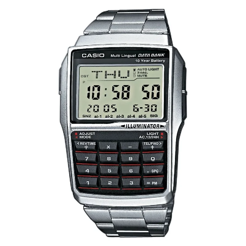 Casio Watch Vintage Data Bank Calculator Black Silver DBC-32D-1ADF