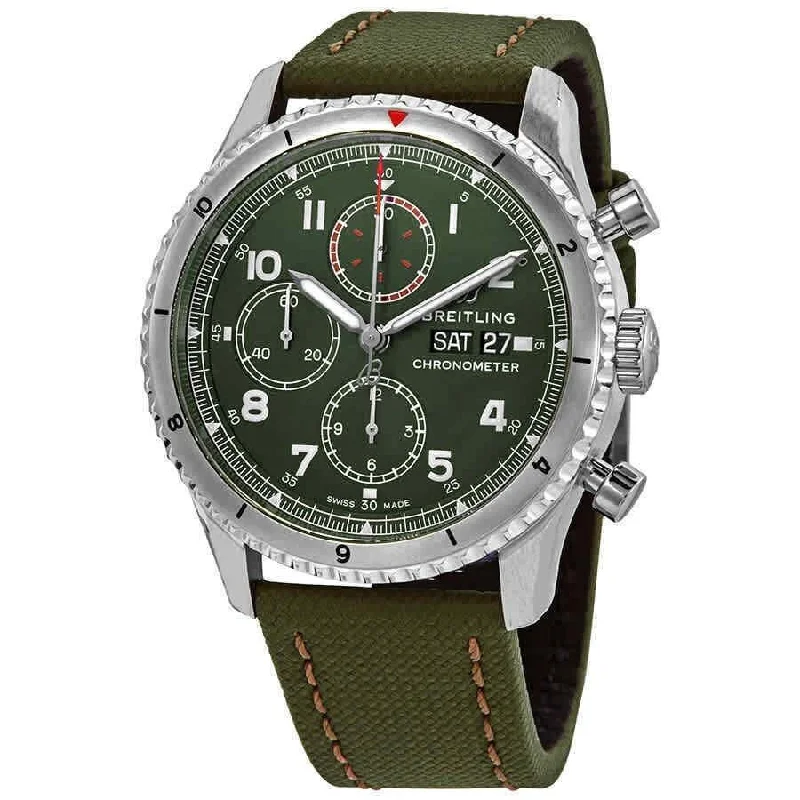 Breitling Men's A133161A1L1X1 Aviator 8 Chronograph Green Fabric Watch