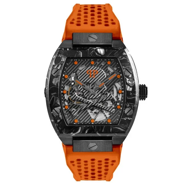 Philipp Plein Mens Watch High-Iconic The Skeleton Sport Master Automatic Orange PWBAA1222