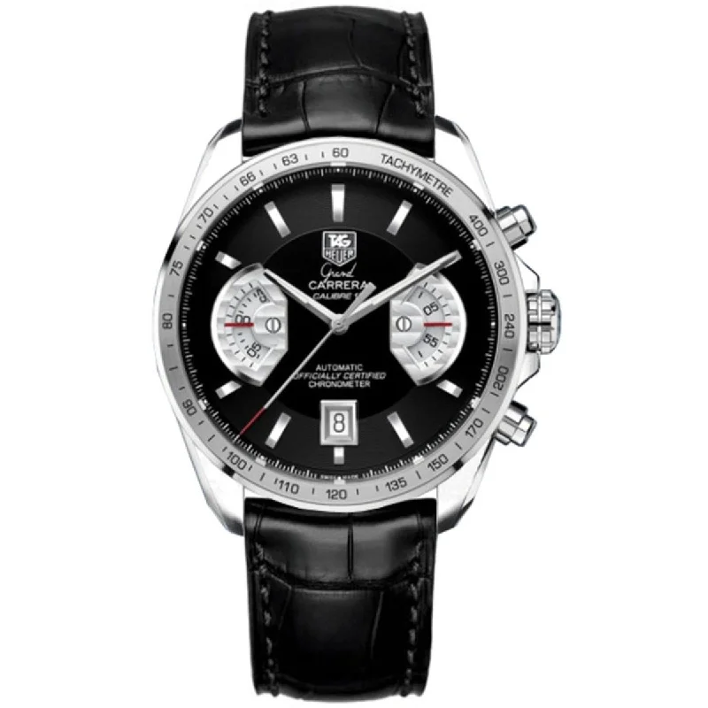 Tag Heuer Men's CAV511G.FC6225 Grand Carrera Chronograph Black Leather Watch