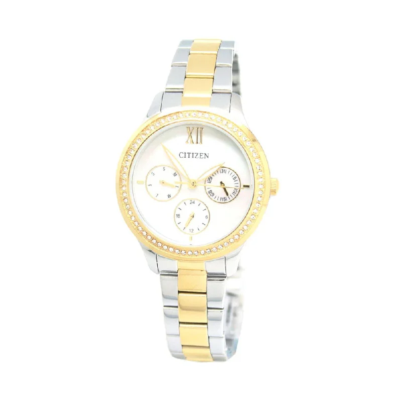 CITIZEN Multi-Function White Dial Two-Tone Ladies Watch ED8154-52D