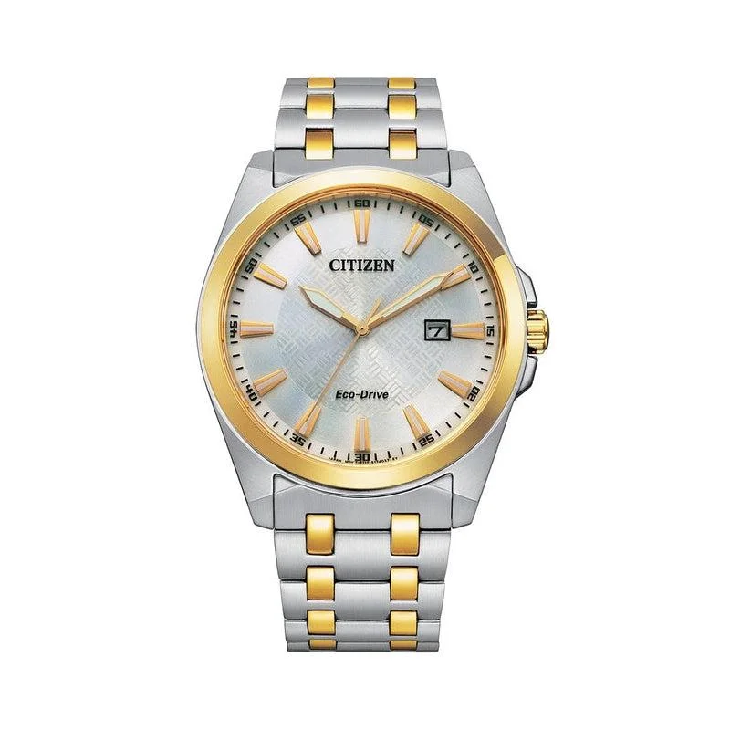 Citizen Eco-Drive 2 Tone Silver Dial Date Dress Watch