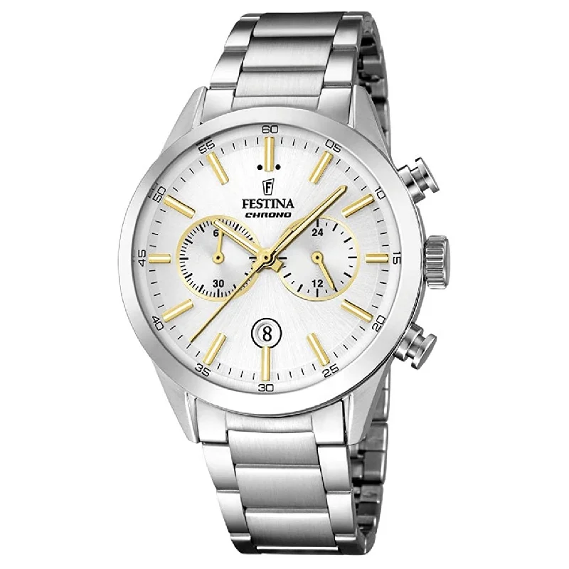 Festina Watch Silver Gold Chrono Stainless Steel F16826-D